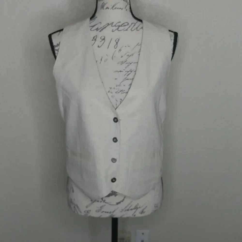 Le Coq Sportif Reversible Linen Blend Vest 90s Vintage Size S